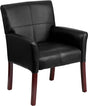 Black LeatherSoft Executive Side Reception Chair with Mahogany Legs - BT-353-BK-LEA-GG A-Z Store Nadia