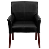 Black LeatherSoft Executive Side Reception Chair with Mahogany Legs - BT-353-BK-LEA-GG A-Z Store Nadia