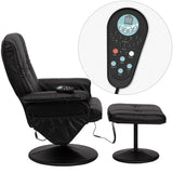 Massaging Heat Controlled Adjustable Recliner and Ottoman with Wrapped Base in Black LeatherSoft - BT-7600P-MASSAGE-BK-GG A-Z Store Nadia