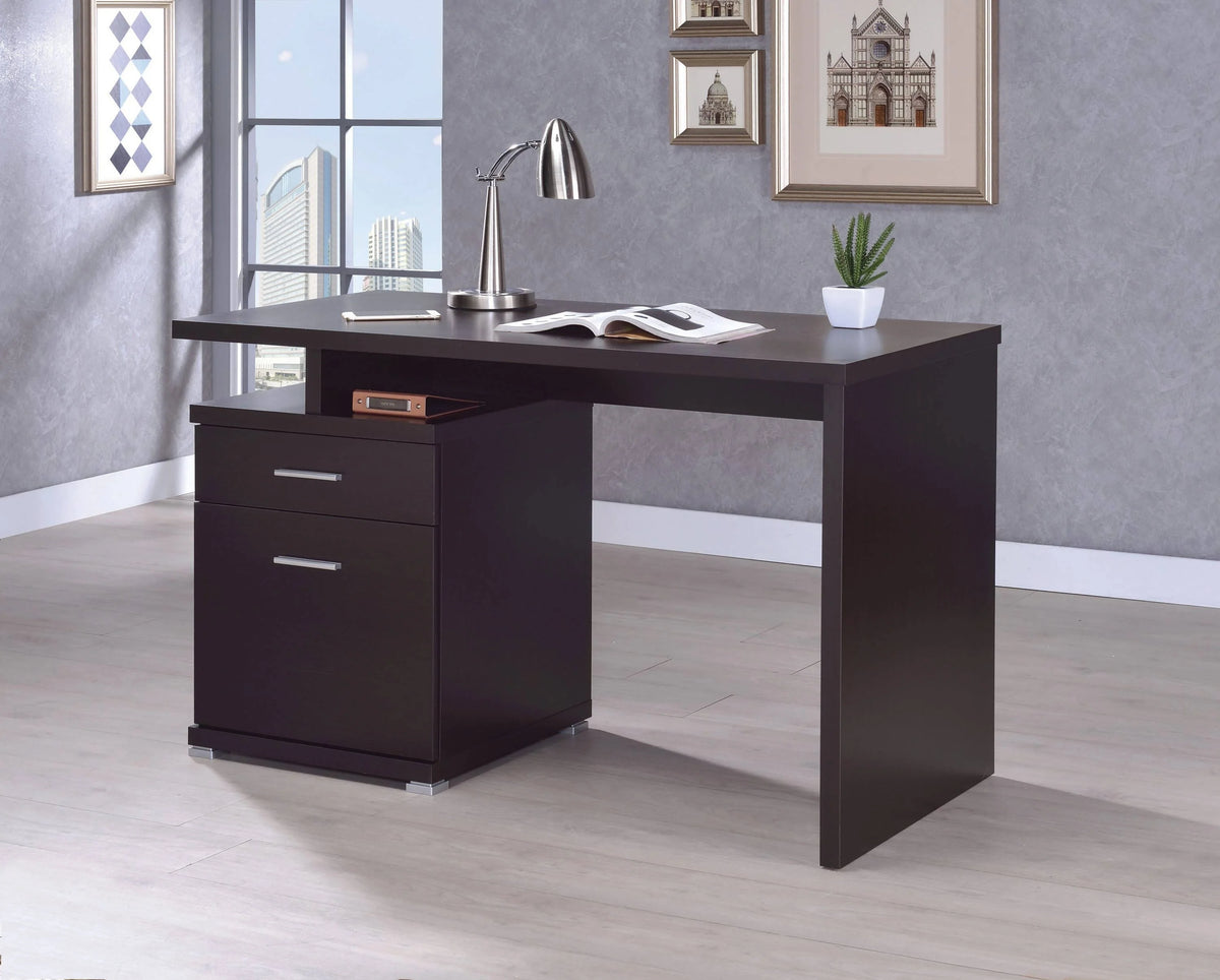 Irving 2-Drawer Office Desk With Cabinet Cappuccino - 800109 Pie's Variety Store