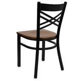 HERCULES Series Black ''X'' Back Metal Restaurant Chair - Cherry Wood Seat [XU-6FOBXBK-CHYW-GG] Pie's Variety Store