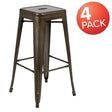 30" High Metal Indoor Bar Stool in Gun Metal Gray - Stackable Set of 4 [4-ET-31320-30-GN-R-GG] Fl Furniture