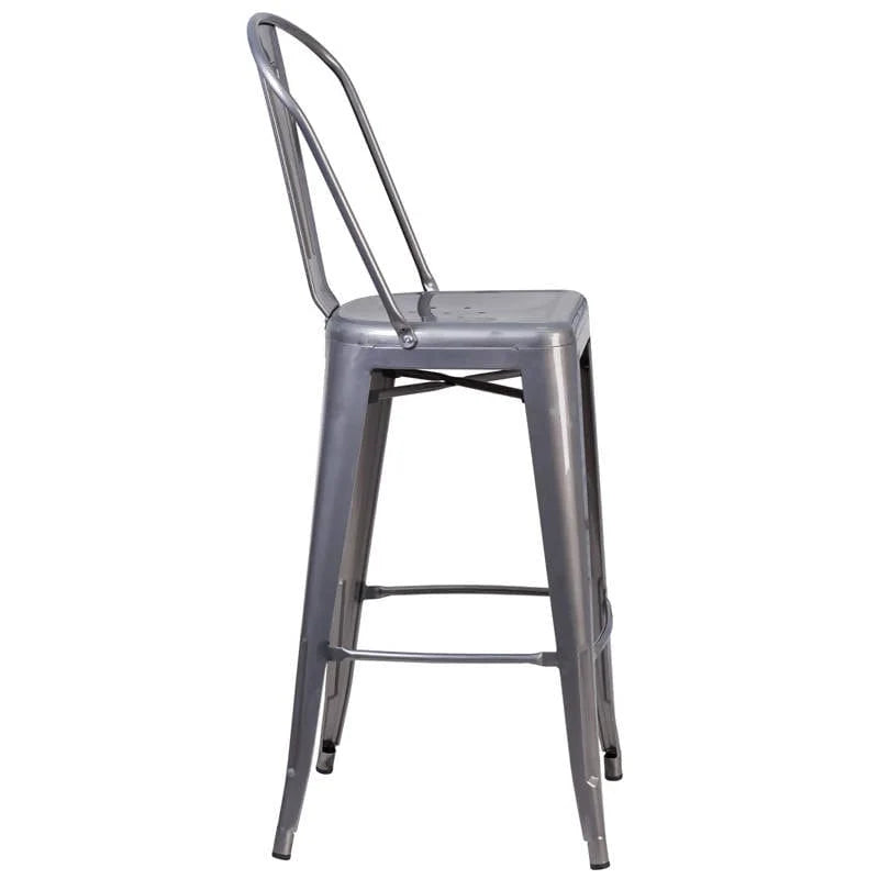 30'' High Clear Coated Indoor Barstool with Back [XU-DG-TP001B-30-GG] Fl Furniture