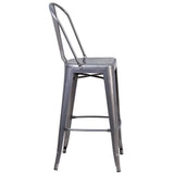 30'' High Clear Coated Indoor Barstool with Back [XU-DG-TP001B-30-GG] Fl Furniture