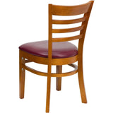 HERCULES Series Ladder Back Cherry Wood Restaurant Chair - Black Vinyl Seat [XU-DGW0005LAD-CHY-BLKV-GG] Pie's Variety Store