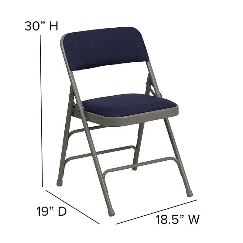 2 Pk. HERCULES Series Curved Triple Braced & Double Hinged Navy Fabric Metal Folding Chair [2-HA-MC309AF-NVY-GG] Fl Furniture