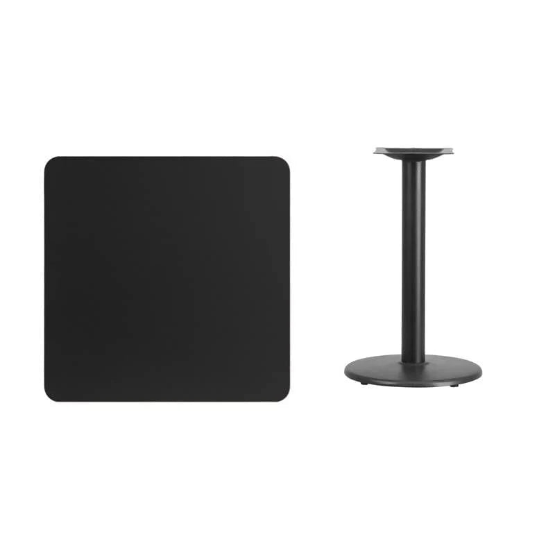 30 Inch Square Black Laminate Table Top with 18 Inch Round Table Height Base [XU-BLKTB-3030-TR18-GG] FL Furniture