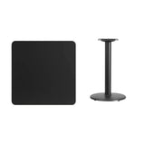 30 Inch Square Black Laminate Table Top with 18 Inch Round Table Height Base [XU-BLKTB-3030-TR18-GG] FL Furniture