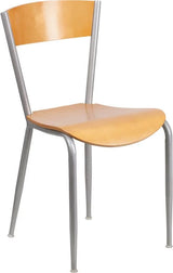 Invincible Series Silver Metal Restaurant Chair - Natural Wood Back & Seat [XU-DG-60217-NAT-GG] Pie's Variety Store