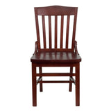 HERCULES Series School House Back Mahogany Wood Restaurant Chair [XU-DG-W0006-MAH-GG] Pie's Variety Store