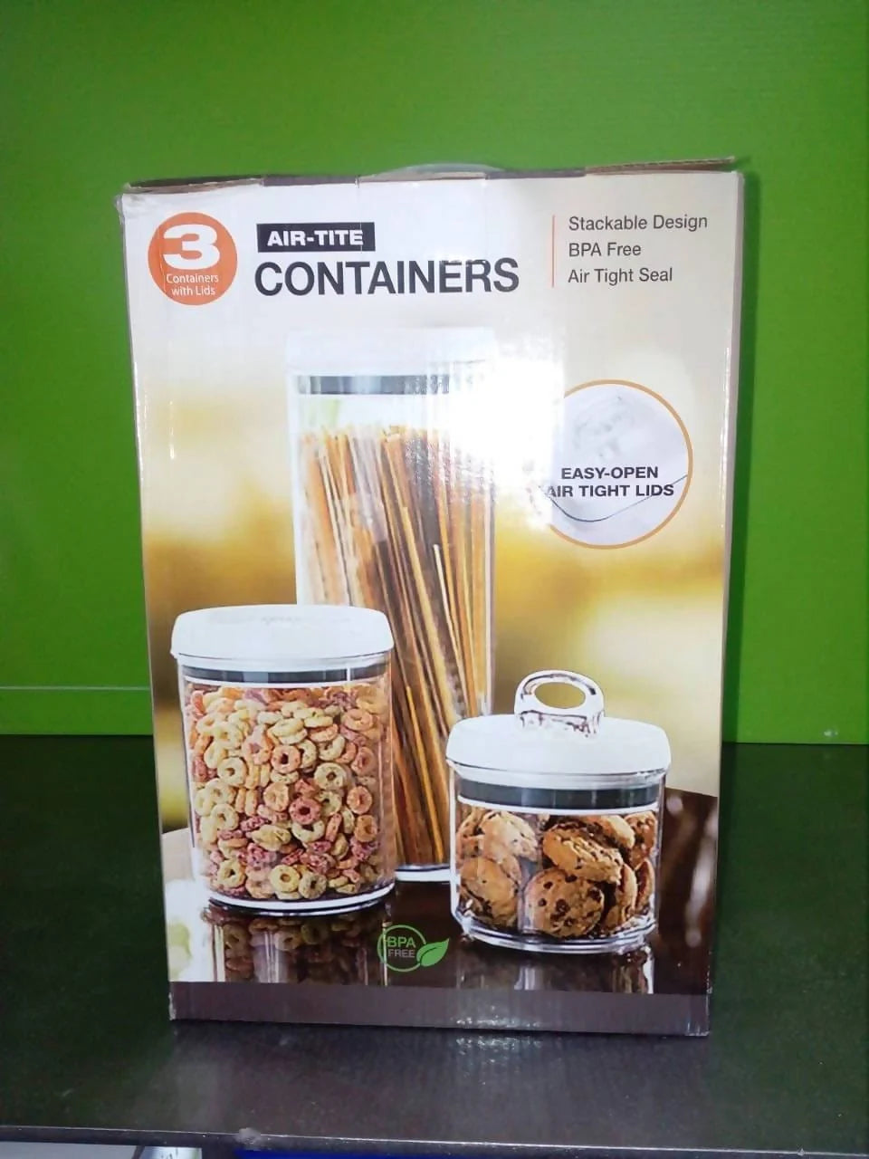 Diamond Home AIR-TITE Containers Set includes 3 Plastic Containers With Lids DH-10157 Elegant AccScents
