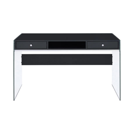 Dobrev 2-Drawer Writing Desk Weathered Grey And Clear - 800818 coastmega
