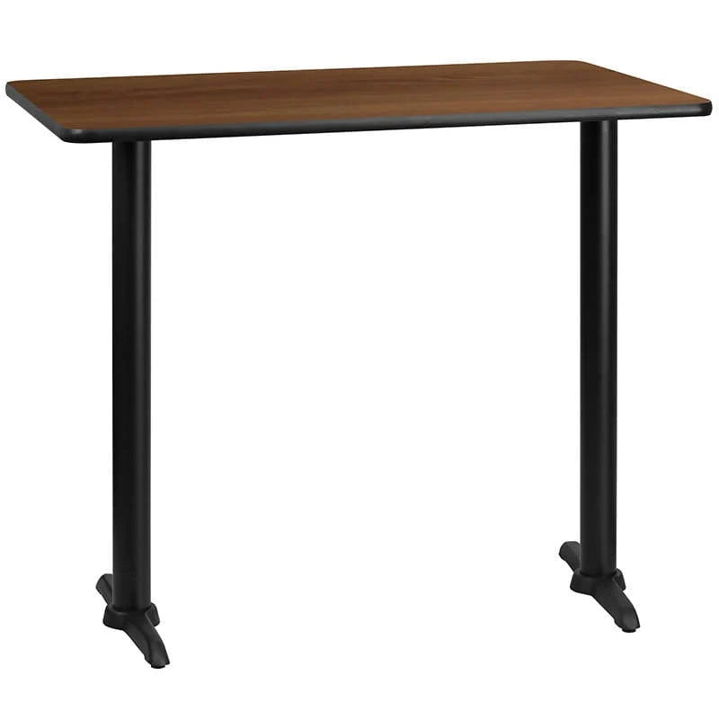 30'' x 48'' Rectangular Black Laminate Table Top with 5'' x 22'' Bar Height Table Bases [XU-BLKTB-3048-T0522B-GG] Pie's Variety Store