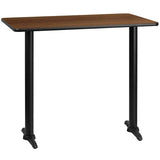 30'' x 48'' Rectangular Black Laminate Table Top with 5'' x 22'' Bar Height Table Bases [XU-BLKTB-3048-T0522B-GG] Pie's Variety Store