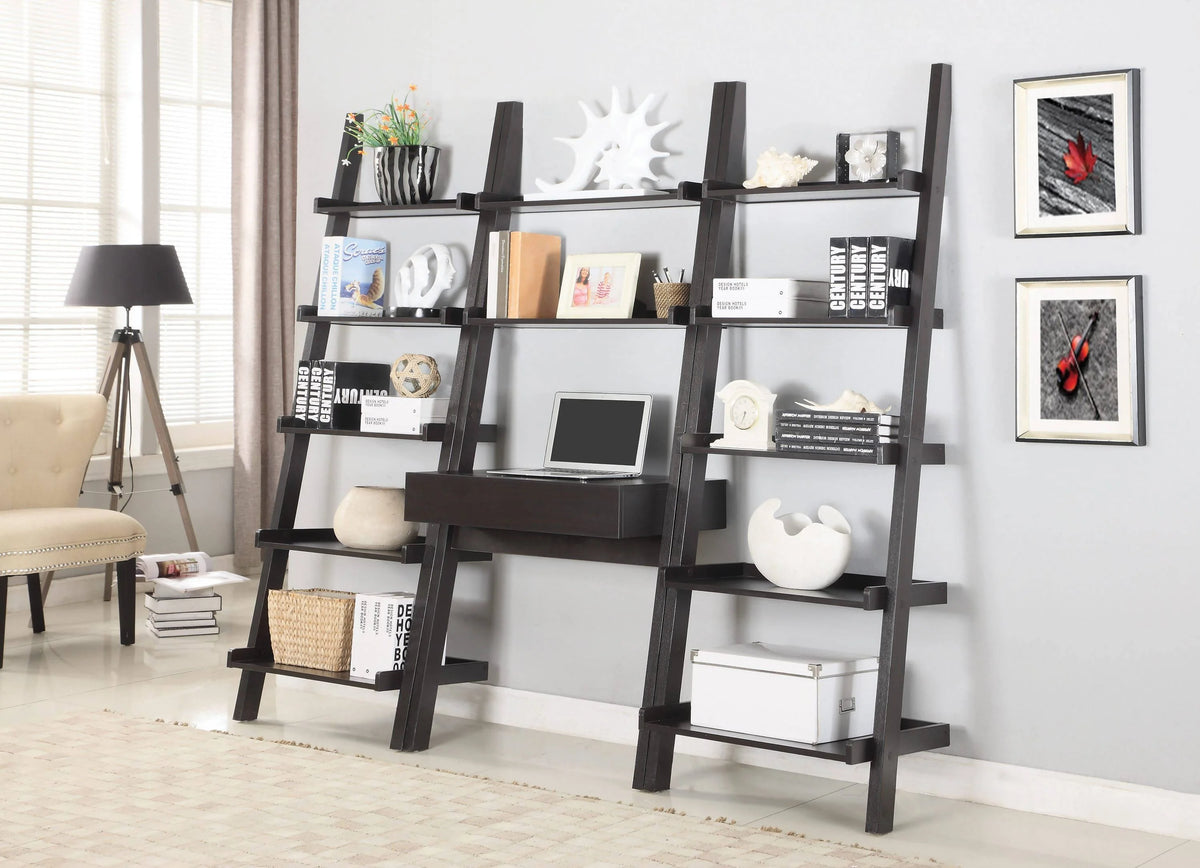 Colella 2-Shelf Writing Ladder Desk Cappuccino 3PC Set - 801373-S3 Pie's Variety Store