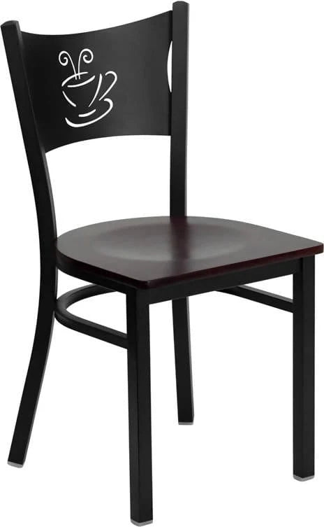 HERCULES Series Black Coffee Back Metal Restaurant Chair - Cherry Wood Seat [XU-DG-60099-COF-CHYW-GG] Pie's Variety Store