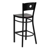 HERCULES Series Black Circle Back Metal Restaurant Barstool - Cherry Wood Seat [XU-DG-60120-CIR-BAR-CHYW-GG] Pie's Variety Store