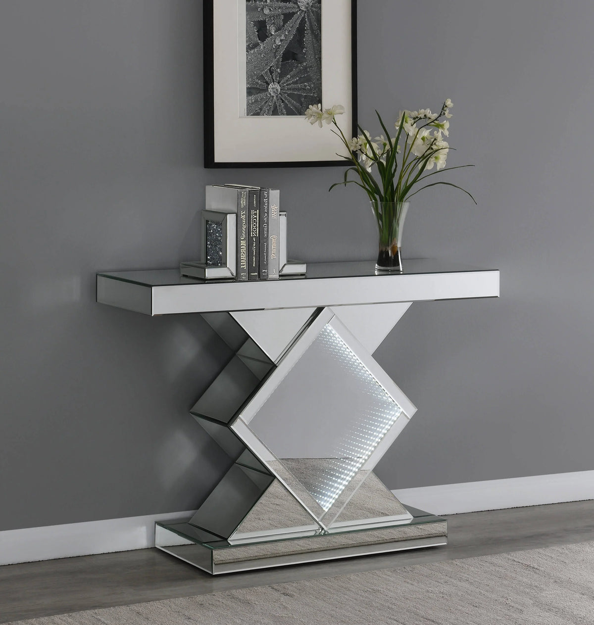 Console Table With LED Lighting Silver - 953333 Pie's Variety Store