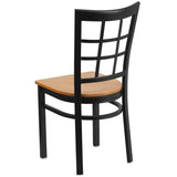 HERCULES Series Black Window Back Metal Restaurant Chair - Cherry Wood Seat [XU-DG6Q3BWIN-CHYW-GG] Pie's Variety Store