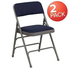 2 Pk. HERCULES Series Curved Triple Braced & Double Hinged Navy Fabric Metal Folding Chair [2-HA-MC309AF-NVY-GG] Fl Furniture