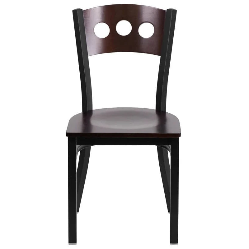 HERCULES Series Black 3 Circle Back Metal Restaurant Chair - Walnut Wood Back & Seat [XU-DG-6Y2B-WAL-MTL-GG] Pie's Variety Store