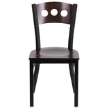 HERCULES Series Black 3 Circle Back Metal Restaurant Chair - Walnut Wood Back & Seat [XU-DG-6Y2B-WAL-MTL-GG] Pie's Variety Store