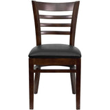 HERCULES Series Ladder Back Walnut Wood Restaurant Chair - Black Vinyl Seat [XU-DGW0005LAD-WAL-BLKV-GG] Pie's Variety Store
