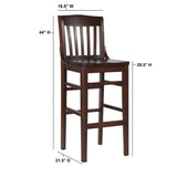 HERCULES Series School House Back Mahogany Wood Restaurant Barstool [XU-DG-W0006BAR-MAH-GG] Pie's Variety Store