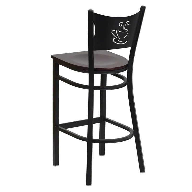 HERCULES Series Black Coffee Back Metal Restaurant Barstool - Cherry Wood Seat [XU-DG-60114-COF-BAR-CHYW-GG] Pie's Variety Store