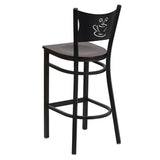HERCULES Series Black Coffee Back Metal Restaurant Barstool - Cherry Wood Seat [XU-DG-60114-COF-BAR-CHYW-GG] Pie's Variety Store