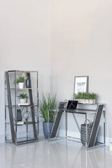 Alamosa Glass Top Writing Desk Chrome it creates a stylish and efficient workstation that exudes modern convenience. - 805541 coastmega