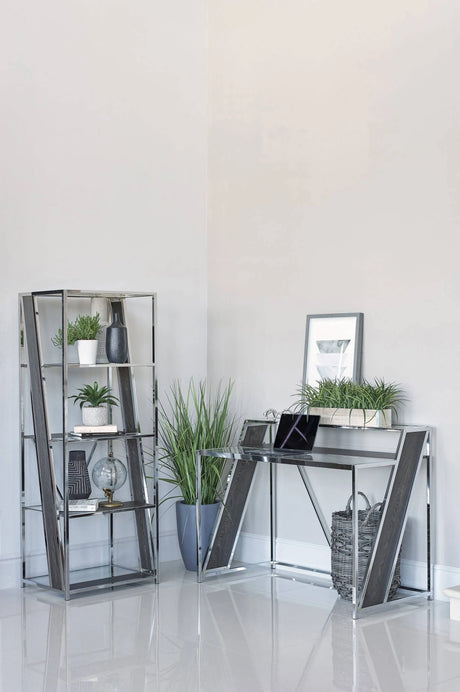 Alamosa Glass Top Writing Desk Chrome it creates a stylish and efficient workstation that exudes modern convenience. - 805541 coastmega