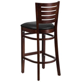 Darby Series Slat Back Walnut Wood Restaurant Barstool - Black Vinyl Seat [XU-DG-W0108BBAR-WAL-BLKV-GG] Pie's Variety Store