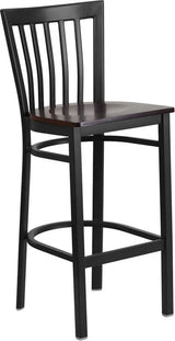 HERCULES Series Black School House Back Metal Restaurant Barstool - Cherry Wood Seat [XU-DG6R8BSCH-BAR-CHYW-GG] Pie's Variety Store