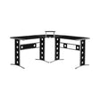 Keizer 3-Piece L-Shape Office Desk Set Black And Silver Constructed from steel