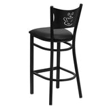 HERCULES Series Black Coffee Back Metal Restaurant Barstool - Black Vinyl Seat [XU-DG-60114-COF-BAR-BLKV-GG] Pie's Variety Store