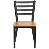 HERCULES Series Black Ladder Back Metal Restaurant Chair - Cherry Wood Seat [XU-DG694BLAD-CHYW-GG] Pie's Variety Store