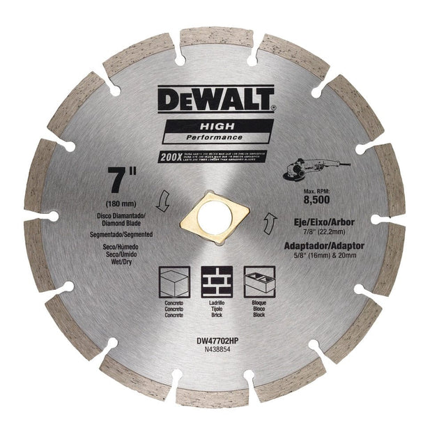 Dewalt Diamond Blade Segmented 7 Inches (180MM) Wet/Dry Use For General Purpose Cutting Of Cured Concrete
