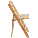 2 Pk. HERCULES Series Natural Wood Folding Chair with Vinyl Padded Seat [2-XF-2903-NAT-WOOD-GG] Fl Furniture