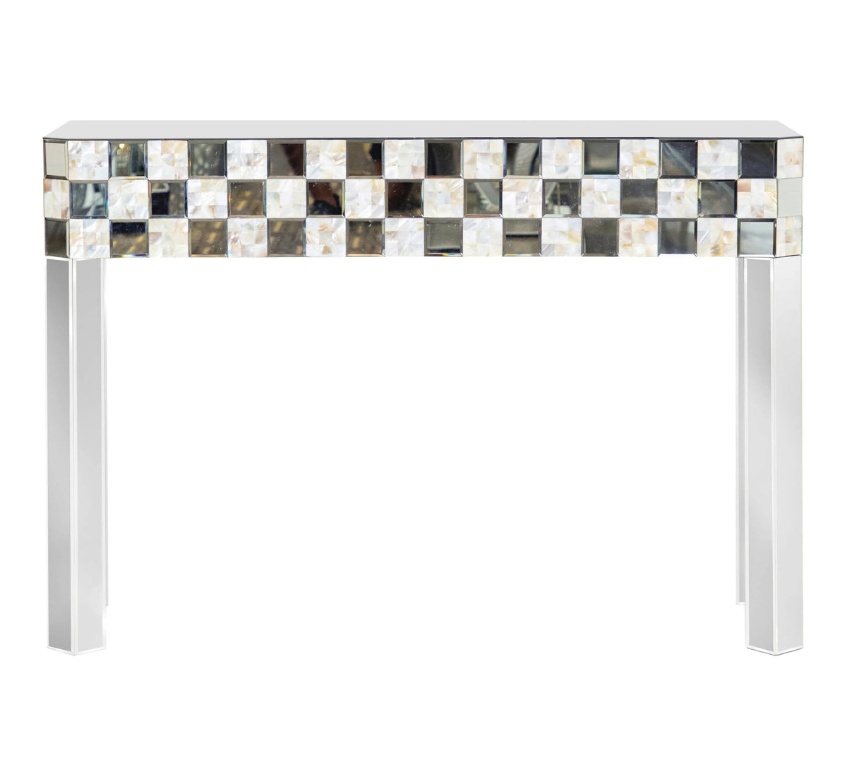 Checker Pattern Rectangular Console Table Silver - 952859 Pie's Variety Store