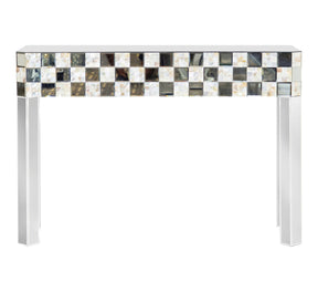 Checker Pattern Rectangular Console Table Silver - 952859 Pie's Variety Store