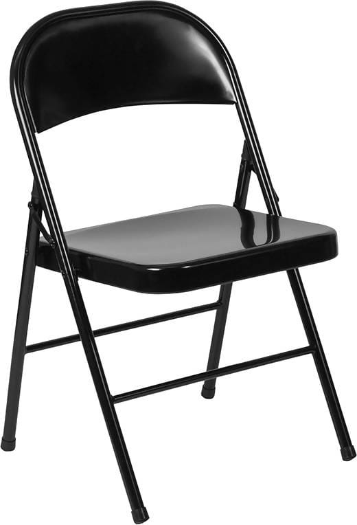 HERCULES Series Double Braced Black Metal Folding Chair Set of 2 [BD-F002-BK-GG] Pie's Variety Store