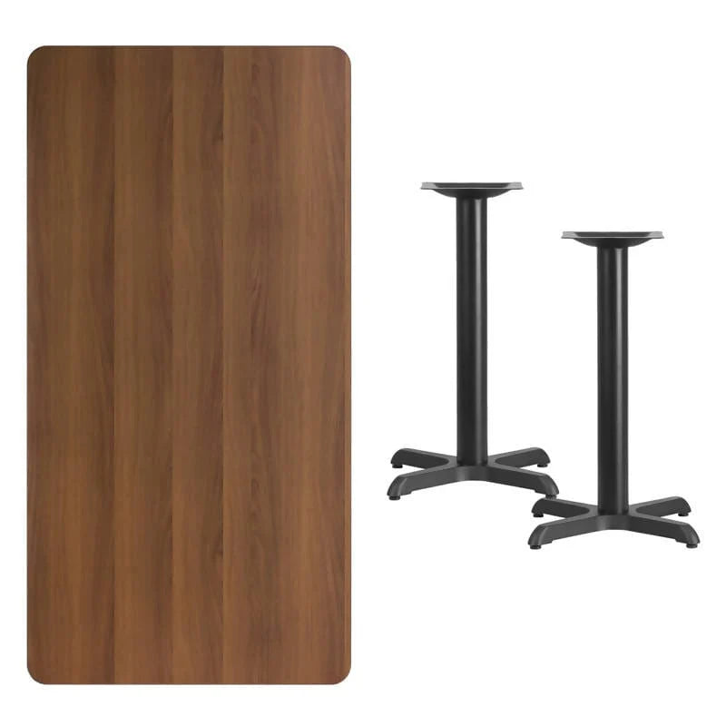 30'' x 60'' Rectangular Black Laminate Table Top with 22'' x 22'' Table Height Bases [XU-BLKTB-3060-T2222-GG] Pie's Variety Store