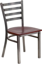 HERCULES Series Clear Coated Ladder Back Metal Restaurant Chair - Cherry Wood Seat [XU-DG694BLAD-CLR-CHYW-GG] Pie's Variety Store