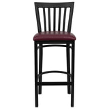 HERCULES Series Black School House Back Metal Restaurant Barstool - Black Vinyl Seat [XU-DG6R8BSCH-BAR-BLKV-GG] Pie's Variety Store