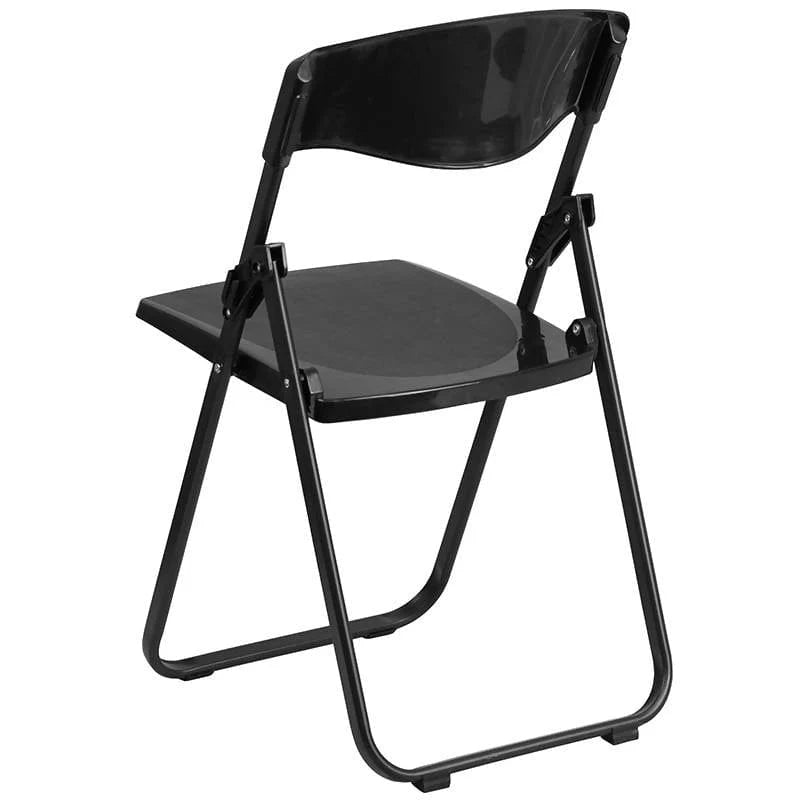 2 Pk. HERCULES Series 500 lb. Capacity Heavy Duty Black Plastic Folding Chair with Built-in Ganging Brackets [2-RUT-I-BLACK-GG] Fl Furniture