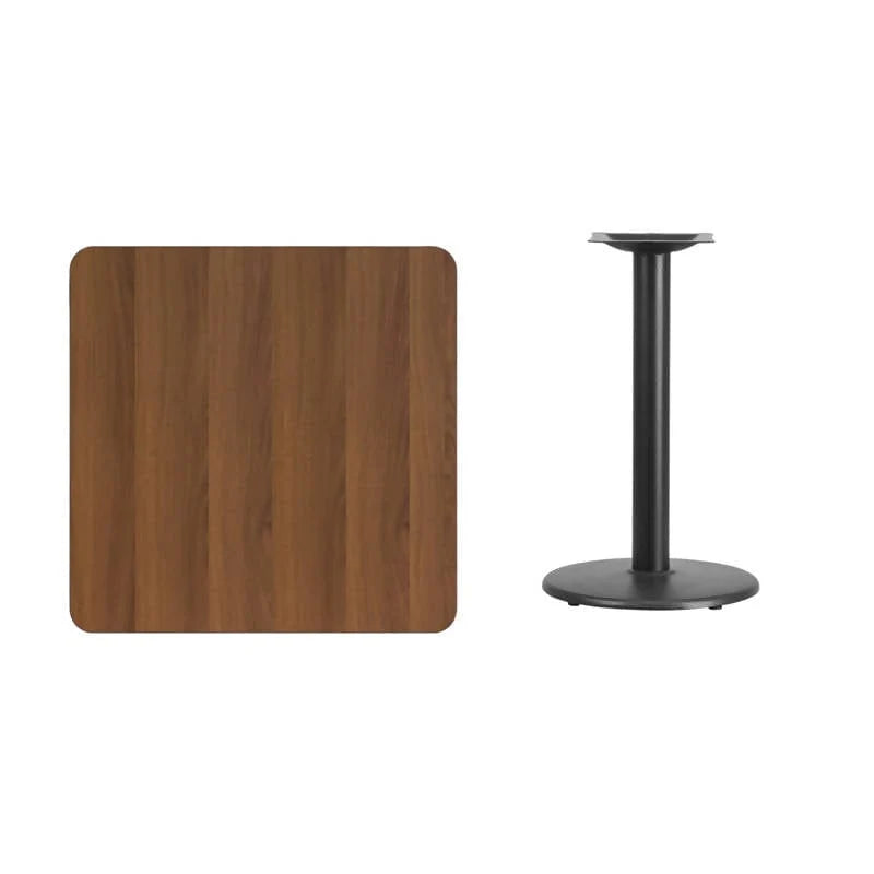 30 Inch Square Black Laminate Table Top with 18 Inch Round Table Height Base [XU-BLKTB-3030-TR18-GG] FL Furniture