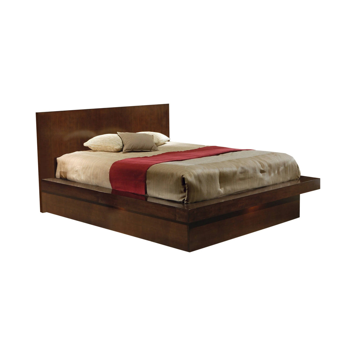 Jessica Queen Platform Bed With Rail Seating Cappuccino - 200711Q Pie's Variety Store