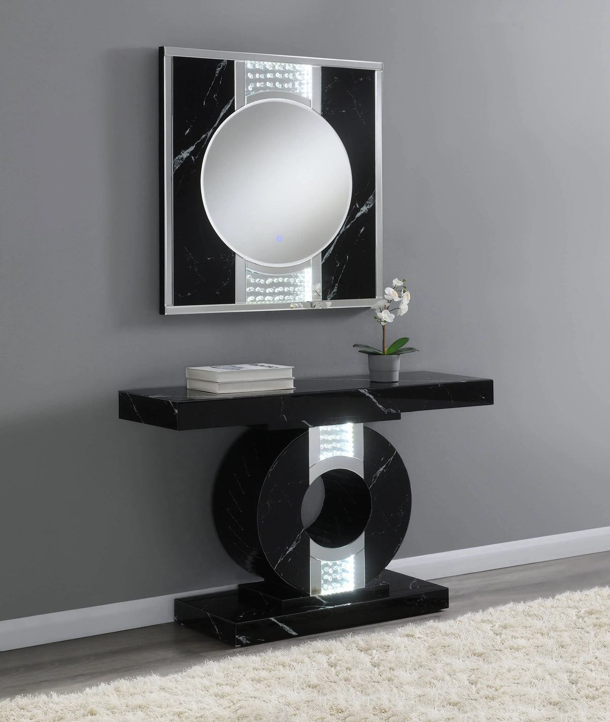 Geometric Console Table With LED Lighting Black - 953480 Pie's Variety Store