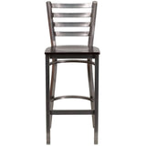 HERCULES Series Clear Coated Ladder Back Metal Restaurant Barstool - Cherry Wood Seat [XU-DG697BLAD-CLR-BAR-CHYW-GG] Pie's Variety Store